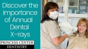 dental assistant taking a woman's x-rays